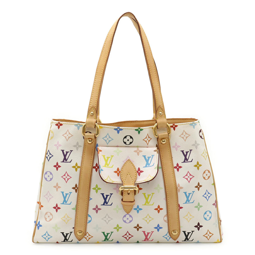 LOUIS VUITTON Monogram Multicolor Aurelia Tote Bag Shoulder Blanc White